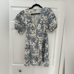 Lush Blue and Cream Floral Dress
